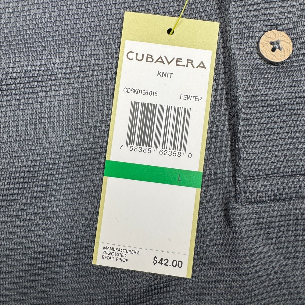 Cubavera Polo Shirt Short Sleeve Golf Casual Solid Gray Men's Size Large - Picture 2 of 8